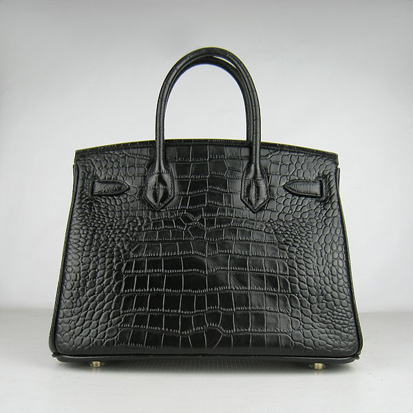 Replica Hermes Birkin 30cm Crocodile Veins Bag Black 6088 On Sale